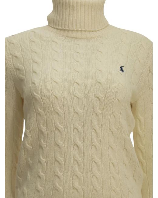 Polo Ralph Lauren Natural Cable-Knit Roll-Neck Sweater