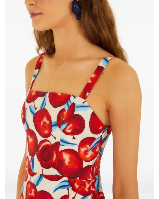 Farm Rio Red Cherry-Print Mini Dress