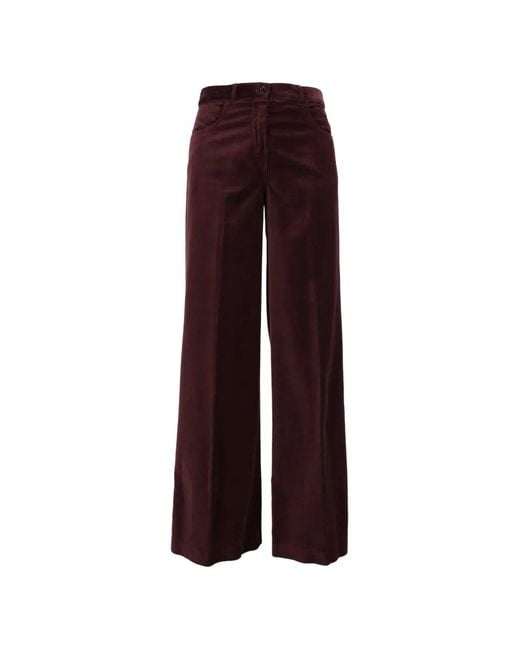 Aspesi Purple Corduroy Wide-Leg Trousers