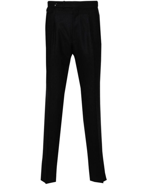 Tagliatore Black Pressed-Crease Tapered Trousers for men