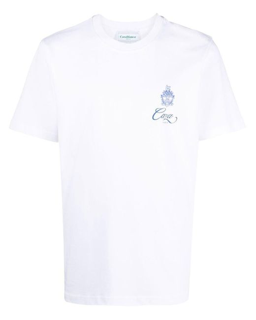 CASABLANCA White Embleme De Caza Printed T-shirt for men