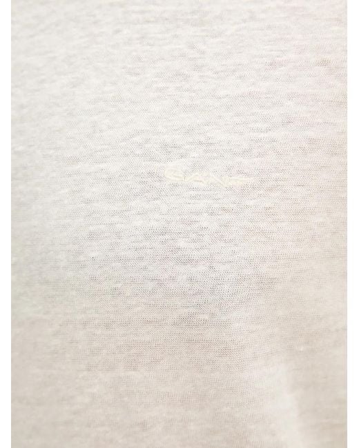 Gant White Logo-Embroidered T-Shirt for men