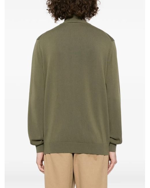 Lacoste Green Cotton High-Neck Jumper for men