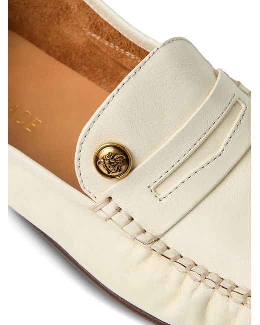 Versace White Guanto Leather Loafers