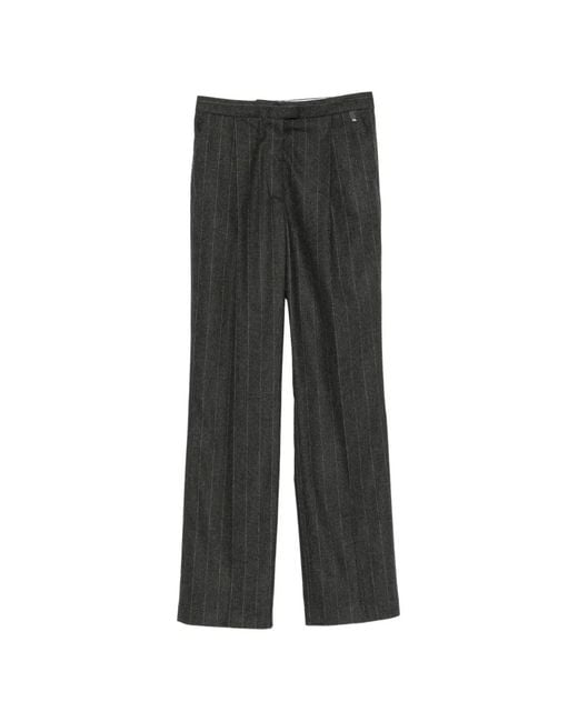 Herno Black Pinstripe-Pattern Pleated Tailored Trousers