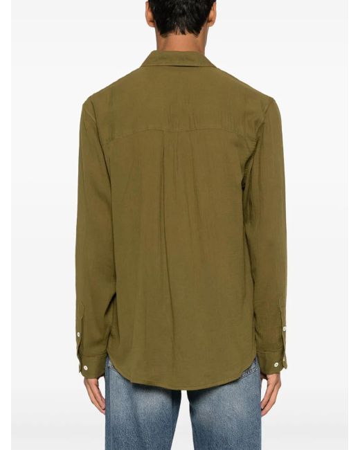 Séfr Green Leo Long-Sleeve Cotton Shirt for men