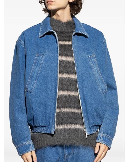 Marni Blue Denim Logo-Print Jacket for men