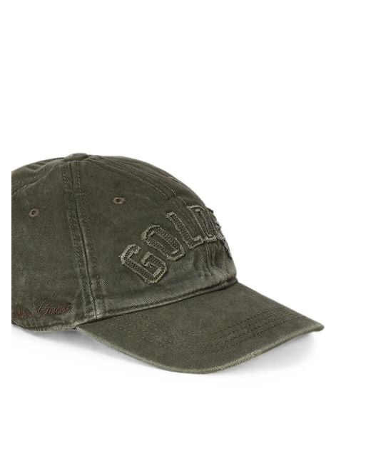 Golden Goose Deluxe Brand Green Logo-Patch Distressed Baseball Cap