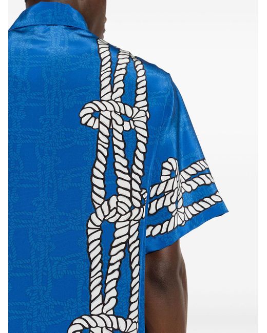 Amir Slama Blue X Mahaslama Graphic-print Silk Shirt for men