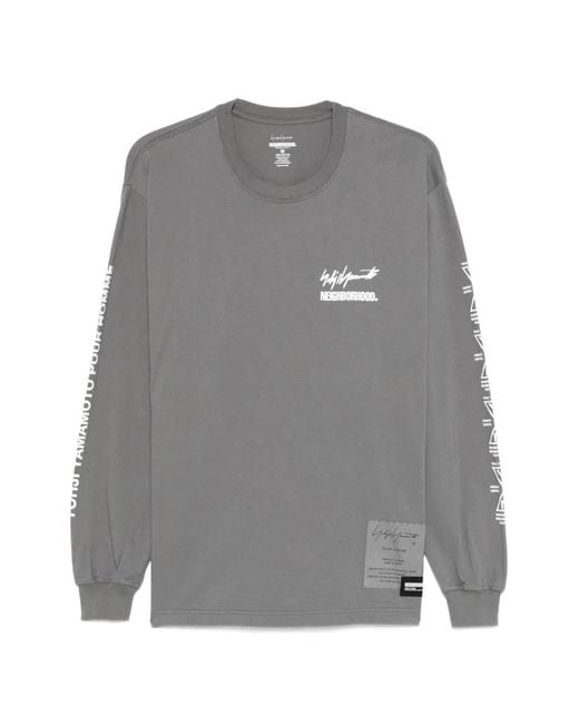 Yohji Yamamoto Gray X Neighborhood Long-Sleeve T-Shirt for men