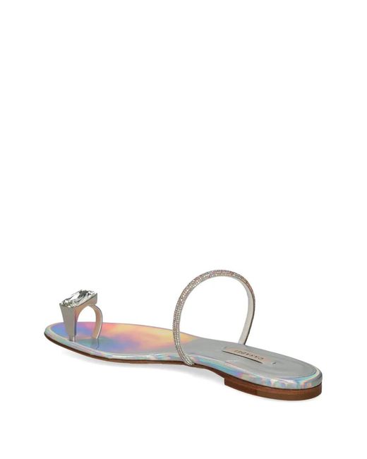 Casadei White Ring-Detail Slides