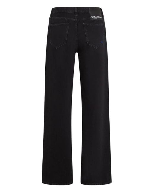 Karl Lagerfeld Black Mid-Rise Straight-Leg Jeans