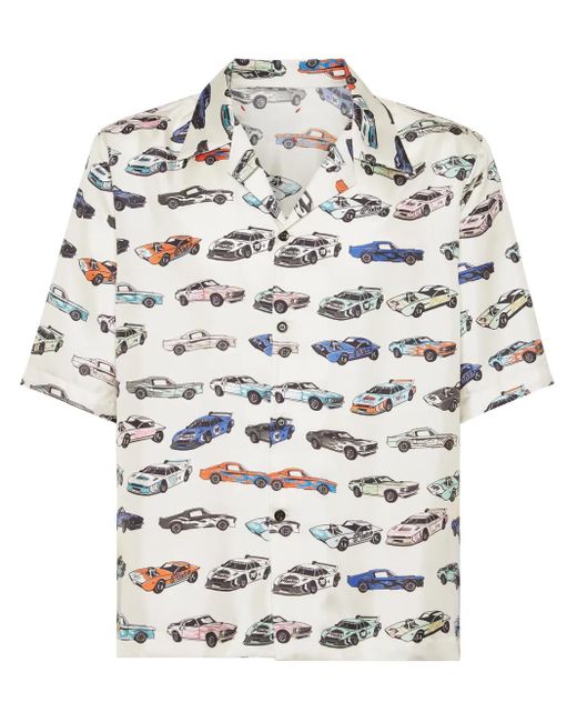 メンズ Philipp Plein Cars Racing ボーリングシャツ Gray