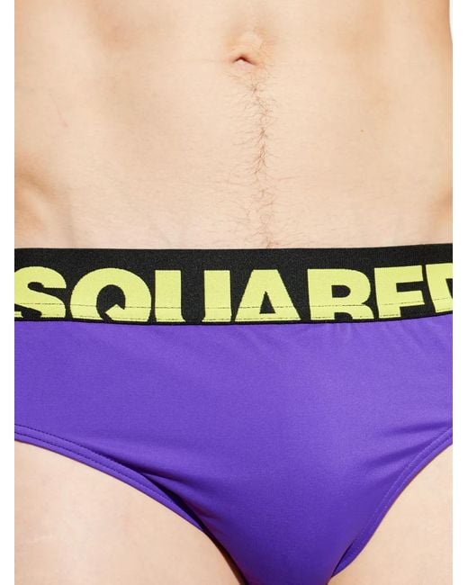 DSquared² Purple Logo Swim Briefs for men