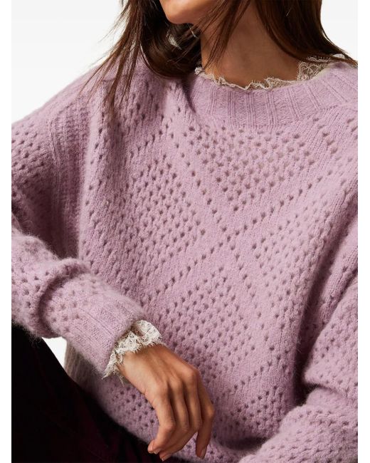 Twinset Pink Diamond Pattern Sweater