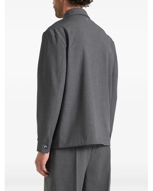 Manière De Voir Gray Leo Hatched Tailored Overshirt for men