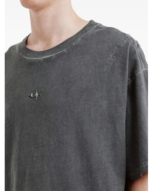 FIVE CM Gray T-Shirt À Détail Patchwork for men