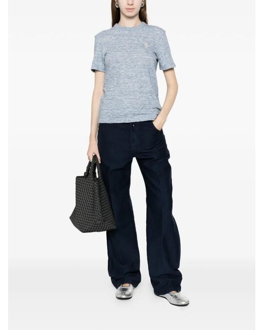 Moncler Blue Logo-Patch T-Shirt