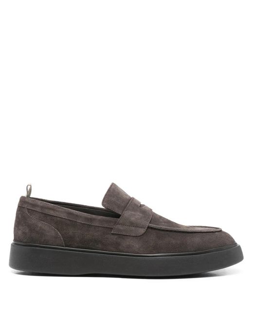 Officine Creative Gray Frame 001 Suede Penny Loafers for men