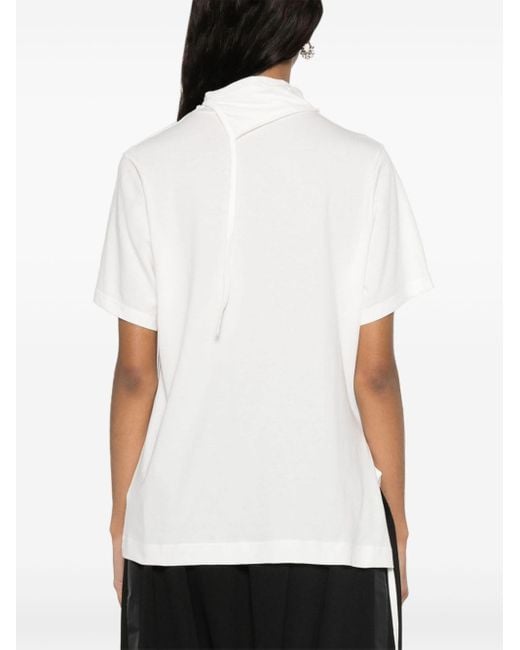 Yohji Yamamoto White T-Shirt mit Stehkragen