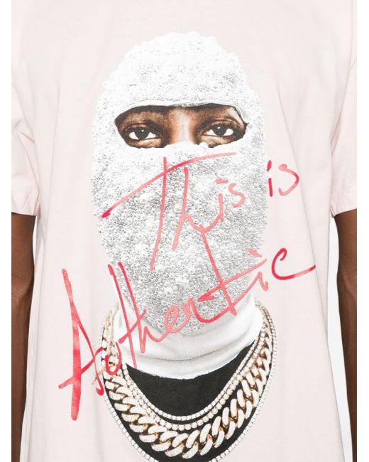 "This Is Authentic" Mask-print T-shirt Ih Nom Uh Nit pour homme en coloris Pink