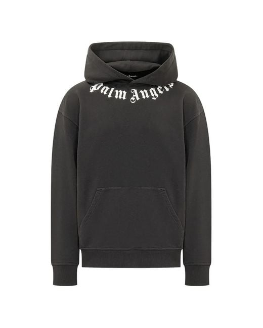 Palm Angels Black Neck Logo Reg Hoodie for men