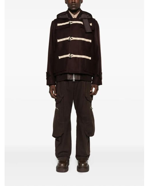 Sacai Black Hooded Toggle Jacket for men