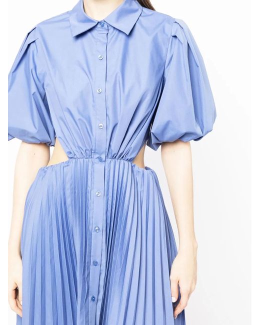 Jonathan Simkhai Blue Puff-Sleeve Cut-Out Shirt Dress