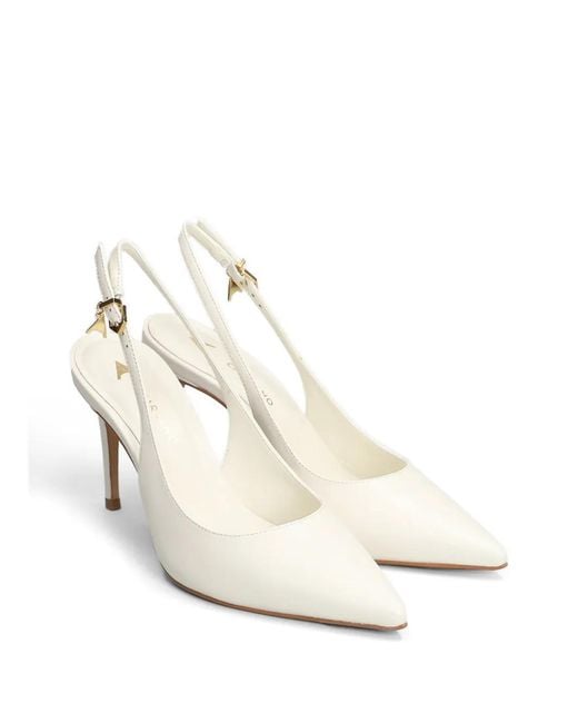 Carrano White Pointed-Toe Slingback Pumps