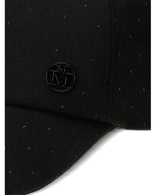 Maison Michel Black Studded Logo Baseball Cap