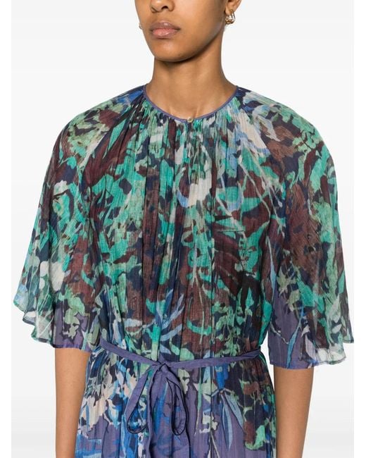 Forte_forte Blue Printed Cotton And Silk Blend Long Dress