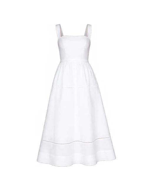 Reformation White Petites Everett Square-Neck Midi Dress