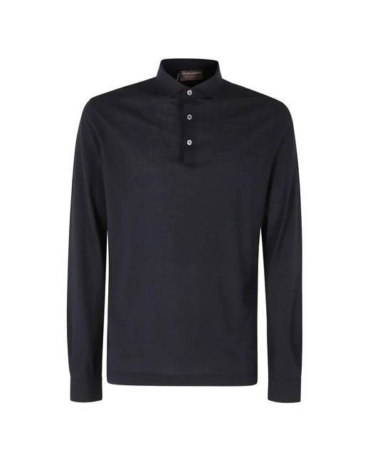 FILIPPO DE LAURENTIIS Blue Long-Sleeve Polo Shirt for men