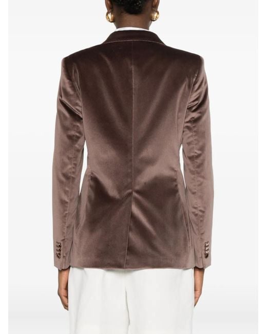 Tagliatore Brown Double-Breasted Velvet Jacket