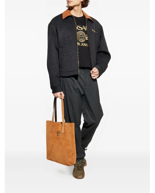 Versace Black T-Shirt En Coton À Imprimé Medusa for men