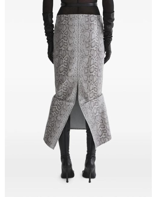 Mugler Gray Snake Print Skirt