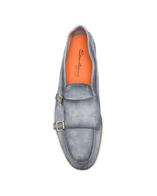Santoni White Double-Strap Monk Shoes for men
