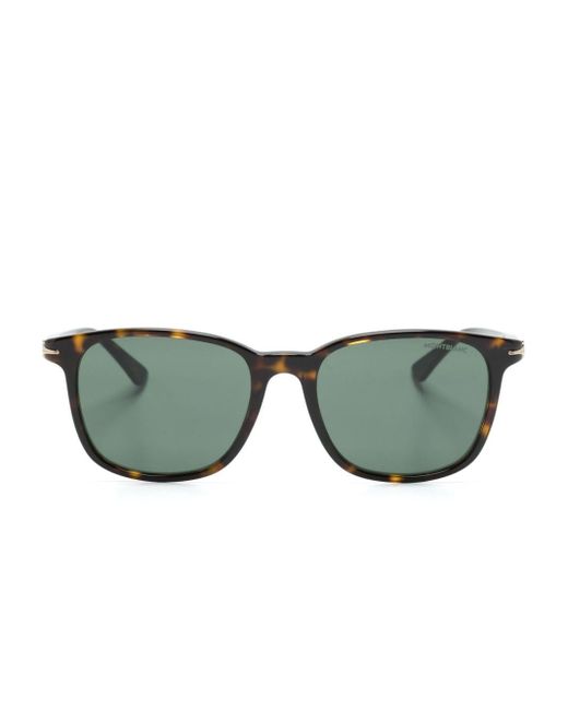 Montblanc Eckige Sonnenbrille in Schildpattoptik in Green für Herren