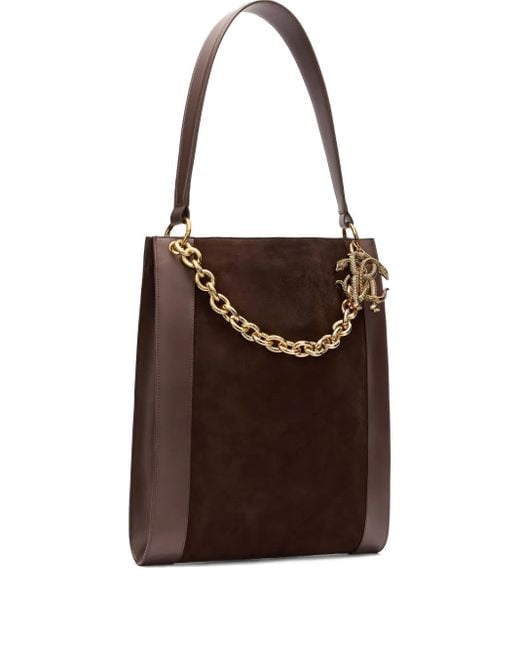 Roberto Cavalli Brown Schultertasche mit Kettenverzierung