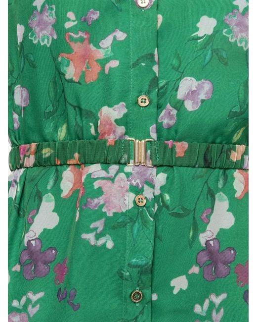 Nissa Green Robe Mi-Longue À Design Plissé