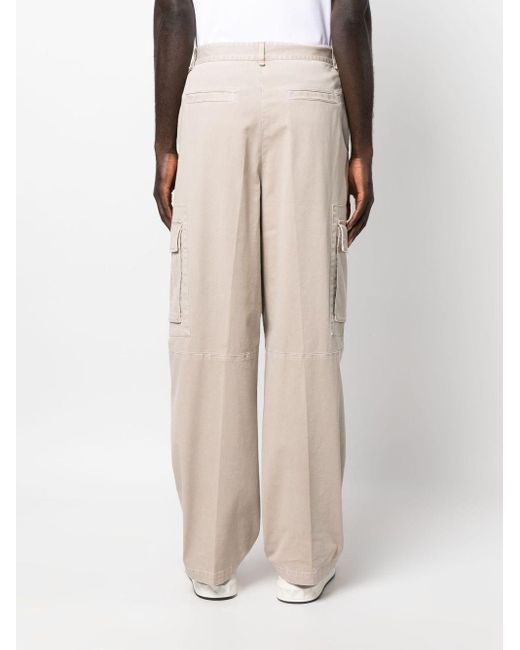 Pantalones anchos con parche del logo Fendi de hombre de color Natural