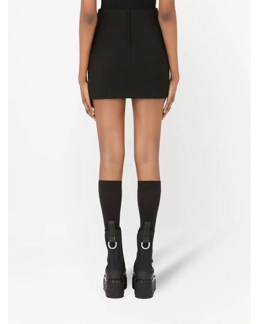 Dolce & Gabbana Black Logo-Appliqué Double Crepe Miniskirt