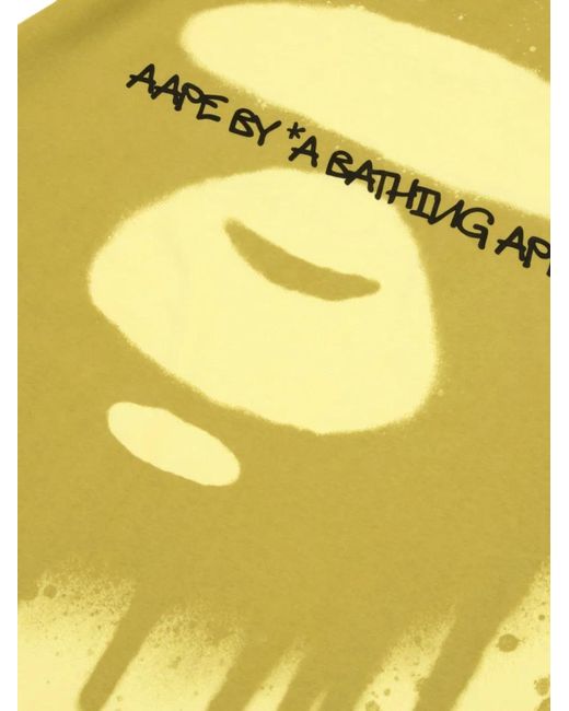 Aape By A Bathing Ape Yellow Aapeunvs Logo-Print Graffiti-Effect T-Shirt for men
