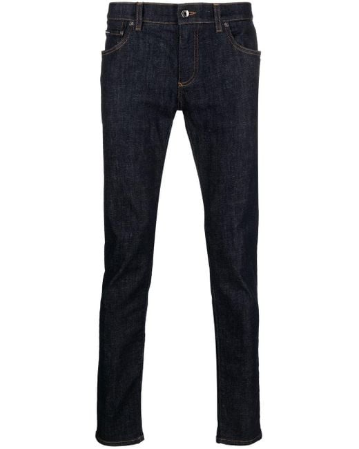 Dolce & Gabbana Blue Low-rise Slim-cut Jeans for men