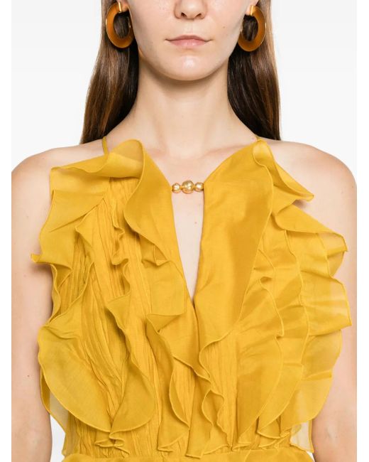 Aje. Women's Yellow Cleo Ruffled Maxi Dress - www.disolcolor.com