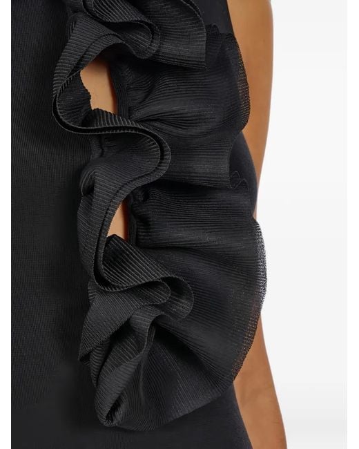 Ferragamo Black Ruffled Wool Top