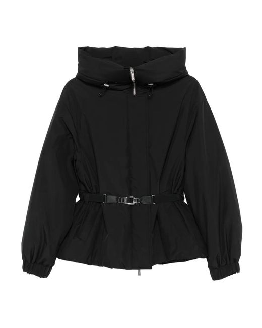 Moorer Black Glarea Belted High-Neck Jacket