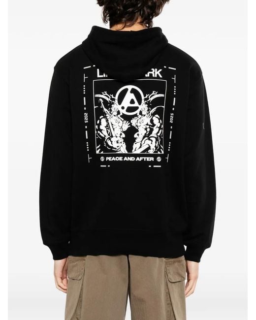 PEACE AND AFTER Black X Linkin Park Logo-Print Hoodie for men