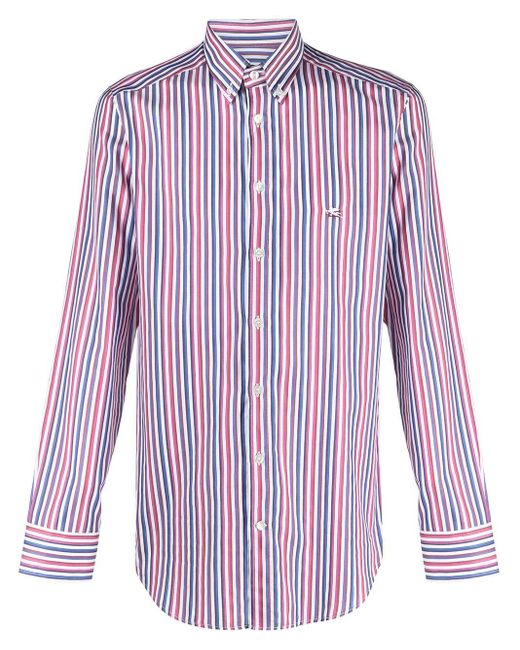 Etro コットン ストライプ シャツ カラー ピンク メンズ Lyst