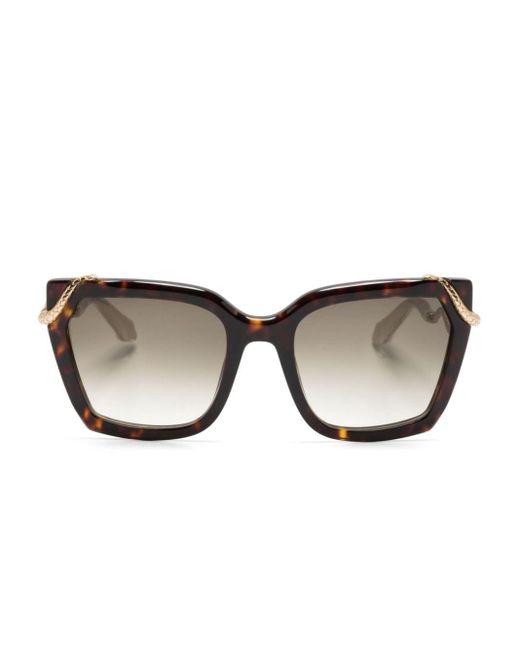 Roberto Cavalli Brown Snake-motif Oversize-frame Sunglasses